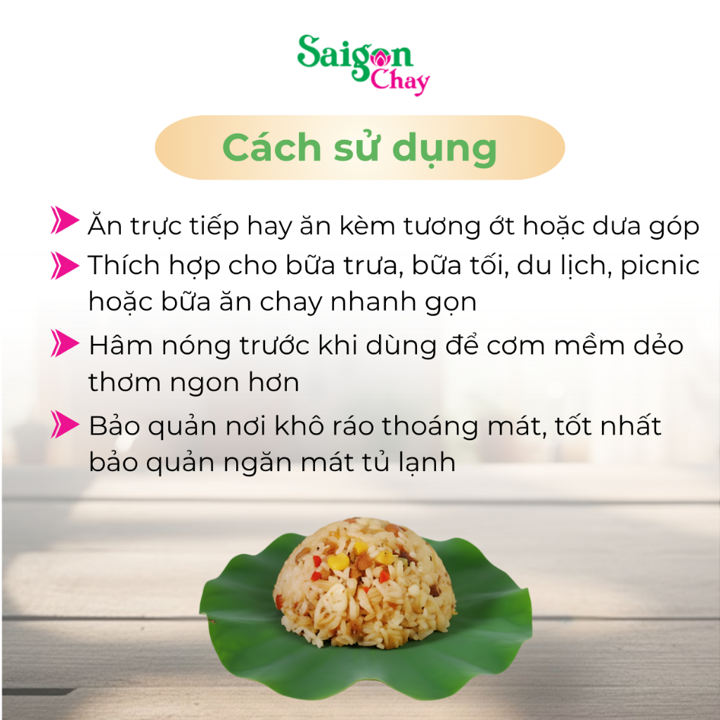 Cơm chay hạt sen ăn liền Saigon Chay tiện lợi, dinh dưỡng không chất bảo quản