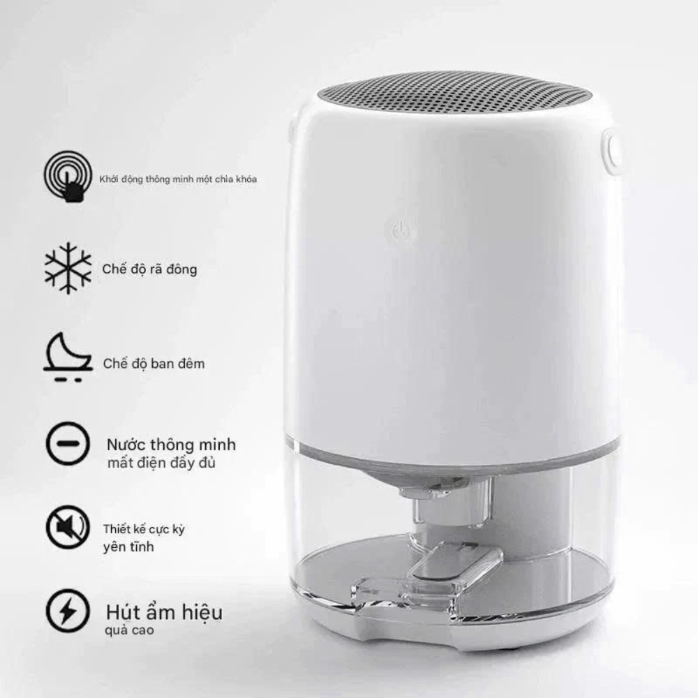 Máy Hút Ẩm Không Khí Ngắt Tự Động 1.1 lít GB-BX08 Có Led 7 Màu, Chế Độ Đèn Sáng Khi Đầy Nước