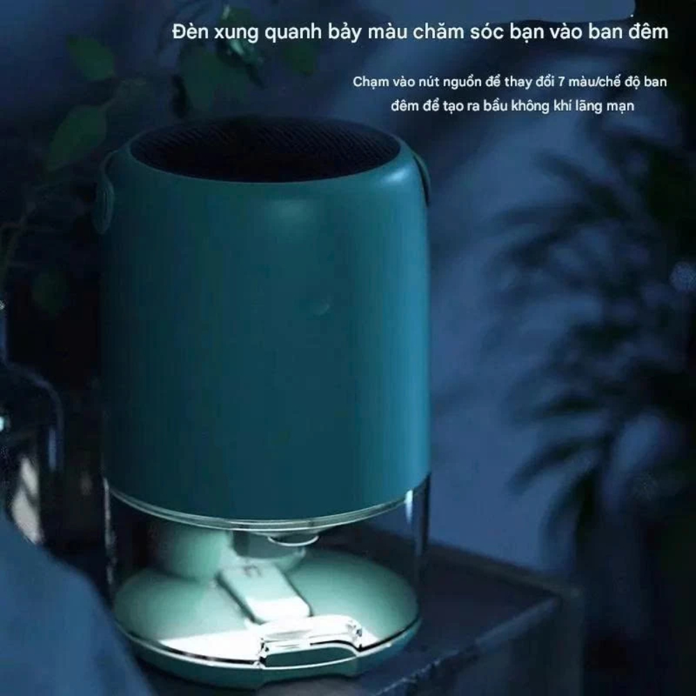 Máy Hút Ẩm Không Khí Ngắt Tự Động 1.1 lít GB-BX08 Có Led 7 Màu, Chế Độ Đèn Sáng Khi Đầy Nước