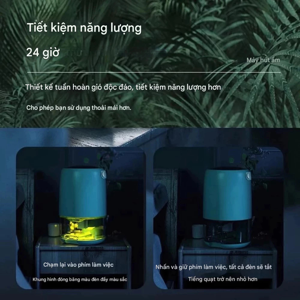 Máy Hút Ẩm Không Khí Ngắt Tự Động 1.1 lít GB-BX08 Có Led 7 Màu, Chế Độ Đèn Sáng Khi Đầy Nước