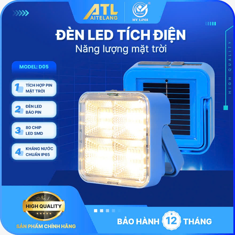 Đèn tích điện năng lượng cầm tay D05, đèn led 4 chế độ sáng, đèn tích điện nhỏ gọn, chống nước