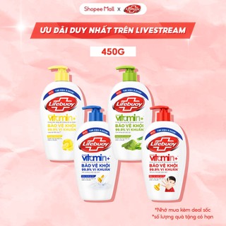 [LIVE] Combo 4 chai Nước rửa tay Lifebuoy bảo vệ khỏi 99,9% vi khuẩn 450g/chai