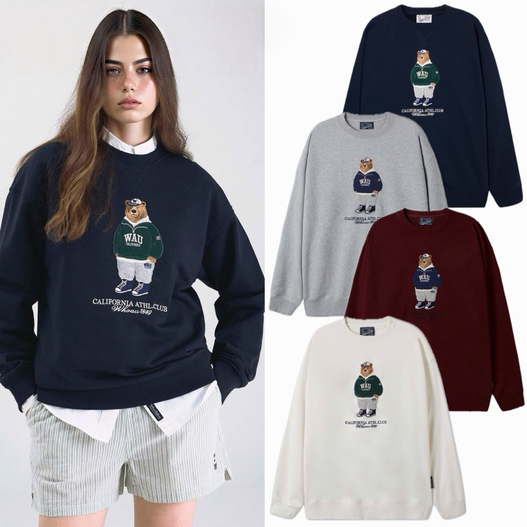 Áo nỉ gấu thêu 3D form rộng unisex chất nỉ 2 da mềm ấm, lên dáng xinh, bốn màu basic dễ phối đồ [New Hot 2026]