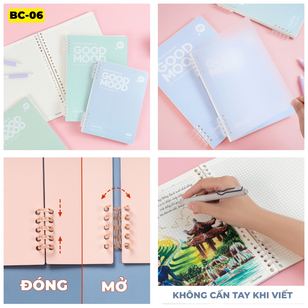 Sổ Còng 100GSM Van Gogh Binder A5 B5 Còng 2 Đầu Không Cấn Tay Không Gỉ Thay Được Giấy, Giấy Refill Kẻ Ngang Caro Cornell