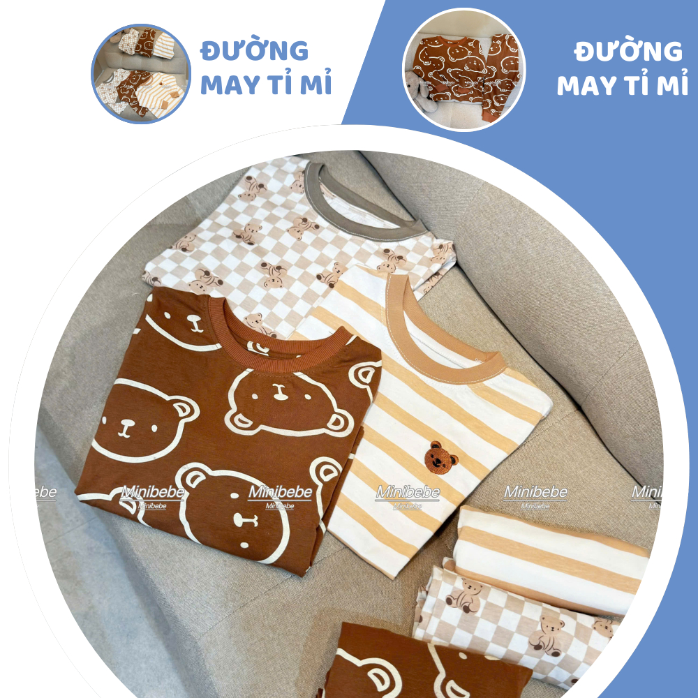 [À ƠI SHOP] T49- set 3 bộ gấu nâu sọc caro full - a100.302