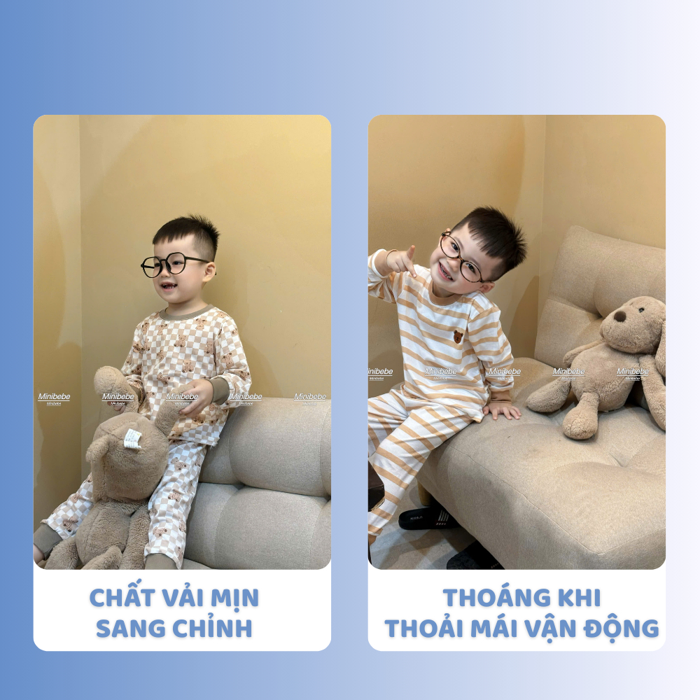 [À ƠI SHOP] T49- set 3 bộ gấu nâu sọc caro full - a100.302