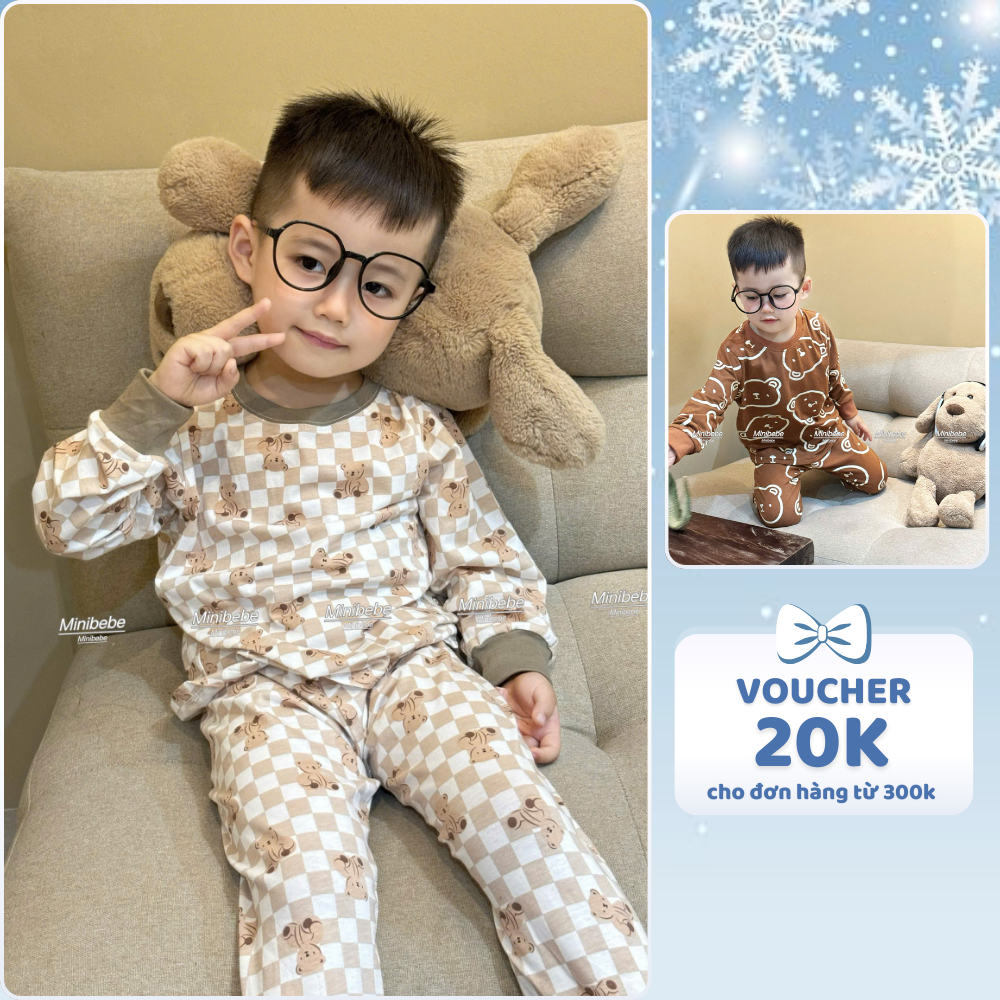 [À ƠI SHOP] T49- set 3 bộ gấu nâu sọc caro full - a100.302