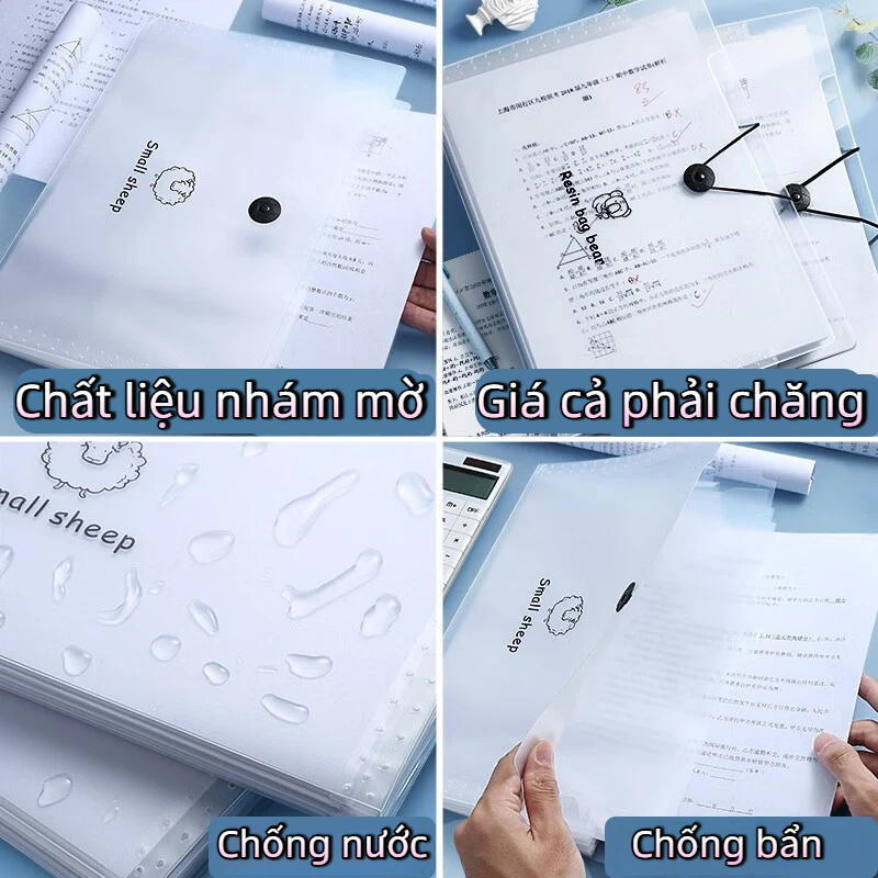 Túi tài liệu 8/12/13 ngăn A4, cặp hồ sơ chống nước tiện dụng