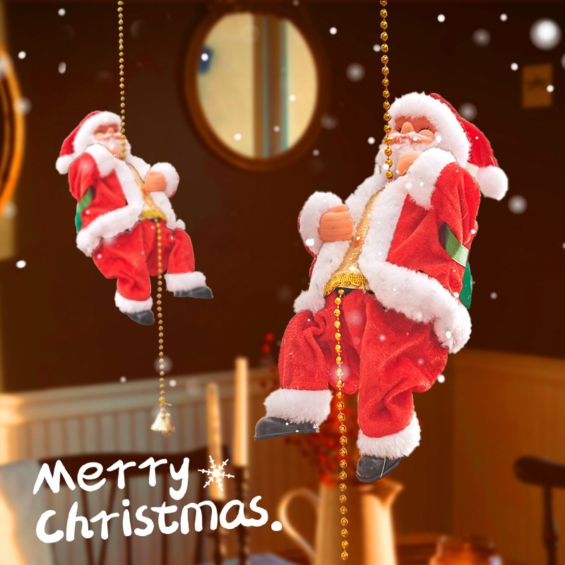 Đồ chơi ông già Noel leo dây vui nhộn có đèn có nhạc quà tặng cho bé mùa giáng sinh, quà tặng noel