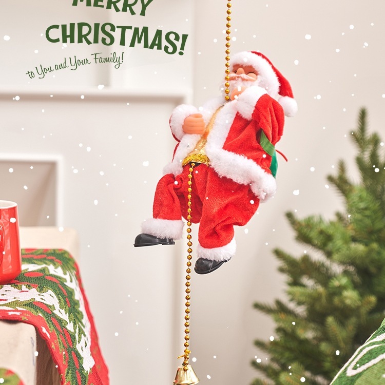 Đồ chơi ông già Noel leo dây vui nhộn có đèn có nhạc quà tặng cho bé mùa giáng sinh, quà tặng noel