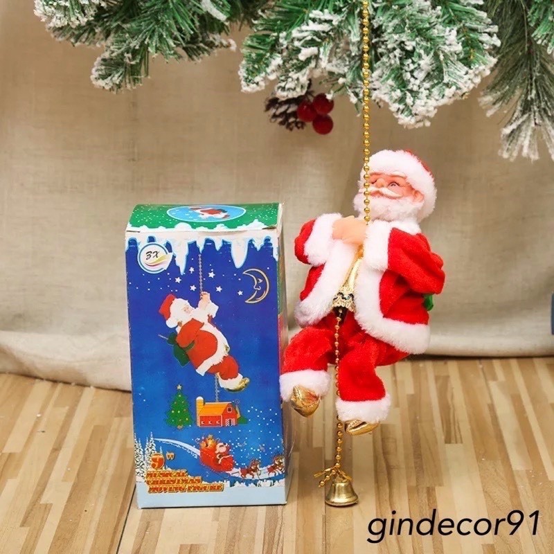 Đồ chơi ông già Noel leo dây vui nhộn có đèn có nhạc quà tặng cho bé mùa giáng sinh, quà tặng noel