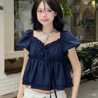 Áo  babydoll nữ xinh cổ vuông voan mỏng nhẹ tay bồng form rộng trễ vai VANISA CT431