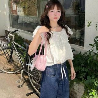 Áo  babydoll nữ xinh cổ vuông voan mỏng nhẹ tay bồng form rộng trễ vai VANISA CT431