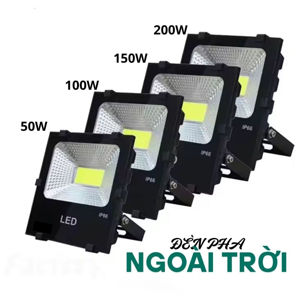 Đèn Pha LED Ngoài Trời, Đèn Pha COB Chất Liệu Nhôm Tản Nhiệt Tốt Chống Nước IP66 Chiếu Sáng 150m2