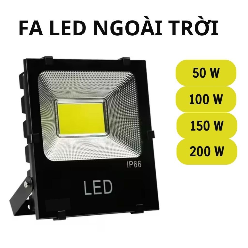 Đèn Pha LED Ngoài Trời, Đèn Pha COB Chất Liệu Nhôm Tản Nhiệt Tốt Chống Nước IP66 Chiếu Sáng 150m2