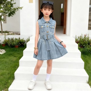 Đầm Váy thu đông kiểu Hàn cho bé gái 3 12t Thiết kế nhấn eo, chất liệu váy cho bé gái váy bé gái 11