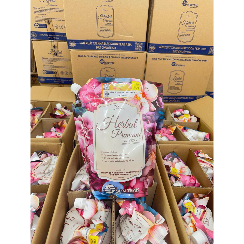 Giá sỉ- Thùng 4 Túi 12 Lít Nước giặt Herbal Premium hương nước hoa AMIZIN