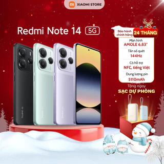[Tặng Pin Dự Phòng] Điện thoại Xiaomi Redmi Note 14 5G 8GB/256GB - Hàng chính hãng - Bản quốc tế - Bảo hành 24 tháng