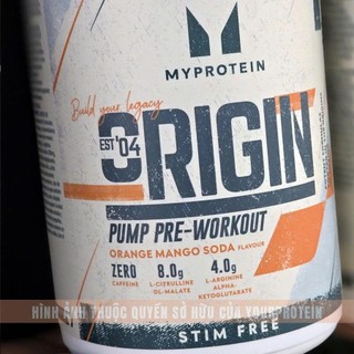 Myprotein - Bột Pre-workout ORIGIN Stim Free - 30 lần dùng (Không Caffein)