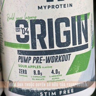 Myprotein - Bột Pre-workout ORIGIN Stim Free - 30 lần dùng (Không Caffein)