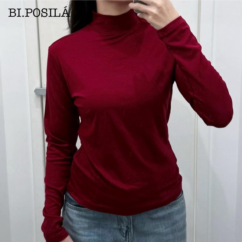 [A21-HÀNG MỚI VỀ] ÁO CỔ LỌ 5 PHÂN BASIC BI.POSILÁ FORM ÔM VỪA TÔN DÁNG CHẤT LIỆU VẢI THUN COTTON BORIP CO GIÃN, MỀM MỊN