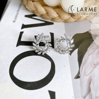 Khuyên tai nữ bông tai nguyệt quế đính đá phong cách tiểu thư Larme Accesories -KT0243