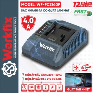 Sạc Pin Workfix 21V Chính Hãng WF-FC2140F | Sạc Nhanh 2A–3A–4A | Sạc Đôi | Có Quạt Làm Mát | Bảo Hành 6 Tháng