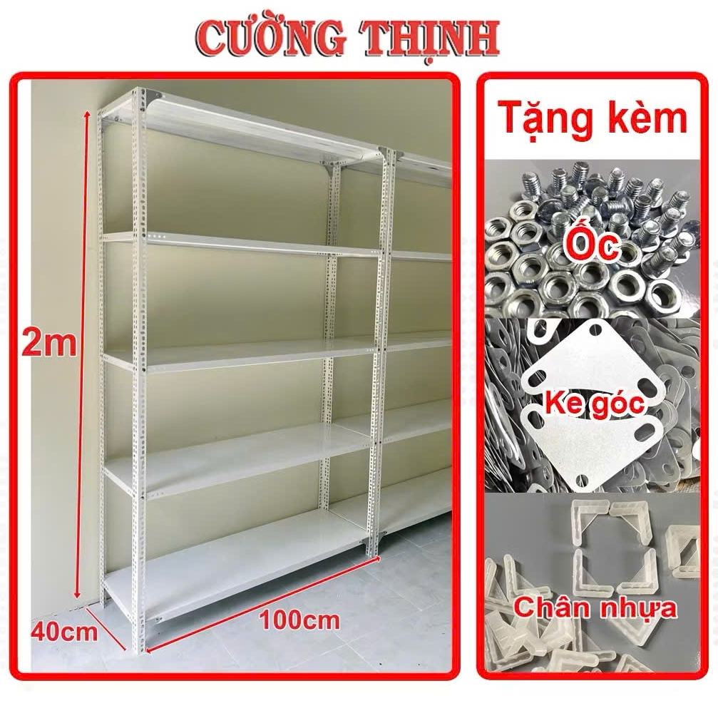 (HÀNG DÀY)Tặng kèm đế nhựa Kệ sắt v lỗ Nhiều Kích Thước lắp ráp 3 tầng 4 tầng 5 tầng- MÀU TRẮNG