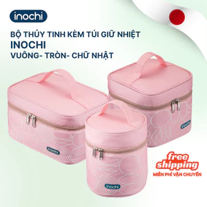 Bộ hộp thuỷ tinh Nikko Inochi mang cơm đi làm, văn phòng, kèm túi giữ nhiệt Yoshino tiện lợi