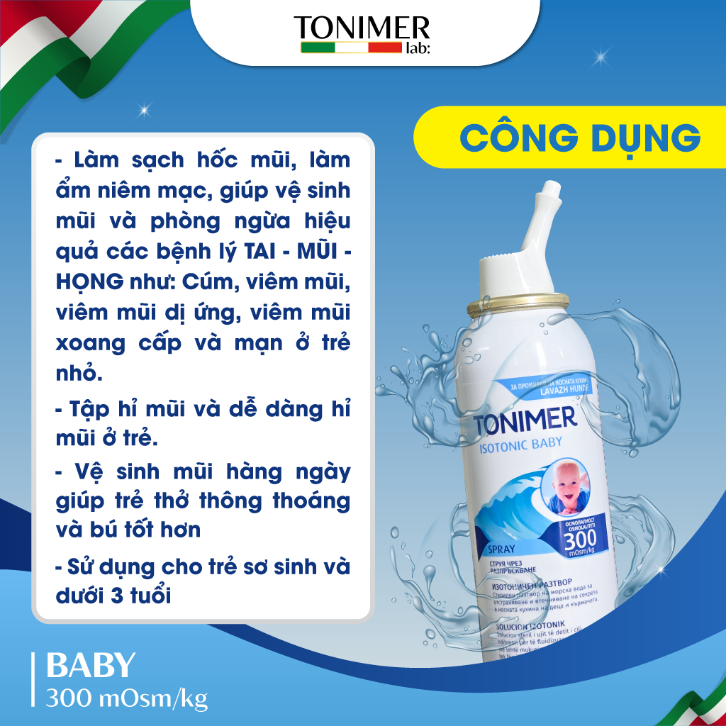 [✨COMBO+QUÀ XỊN] Xịt Mũi Đẳng Trương Tonimer Lab Baby Spray Vệ Sinh Mũi Cho Trẻ Sơ Sinh Dung Dịch Nước Biển Sâu IMC
