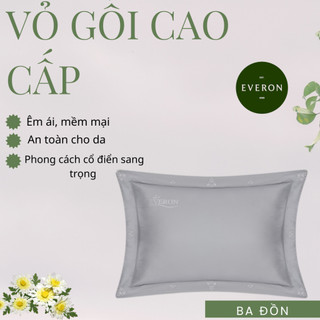 Vỏ Gối Everon EST25042 Hoa Thêu Xám Vỏ Áo Gối Mềm Mại, Thoáng Khí, Kháng Khuẩn Vỏ Gối Everon Chính Hãng Sang Trọng