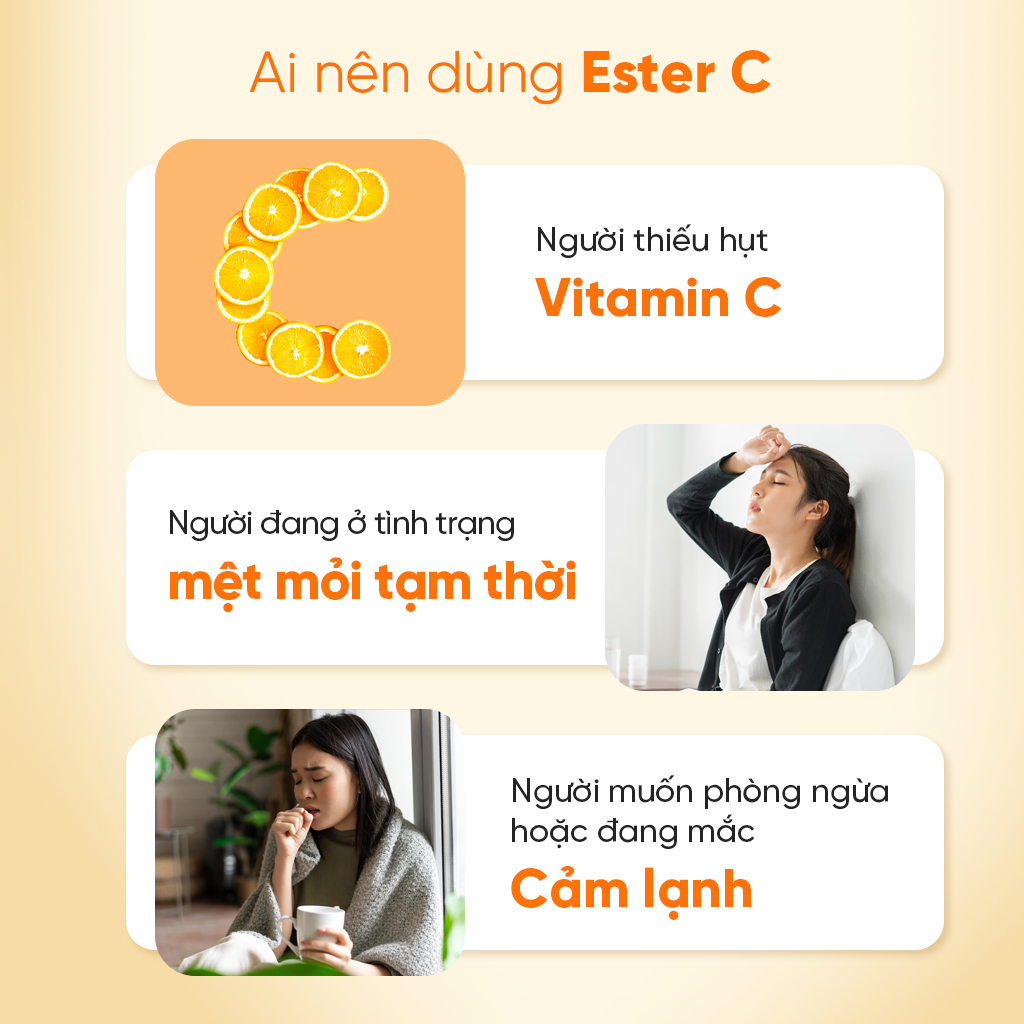 Viên sủi Vitamin C Ester C 500mg – Tăng đề kháng, êm dịu dạ dày – 10 viên sủi/hộp