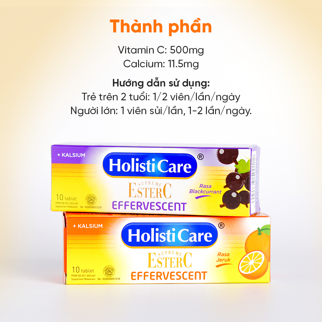 Viên sủi Vitamin C Ester C 500mg – Tăng đề kháng, êm dịu dạ dày – 10 viên sủi/hộp