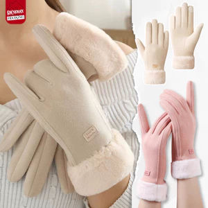 Găng Tay Nữ Giữ Ấm Mùa Đông Lót Lông Cừu Mềm Richouse, Bao Tay Nỉ Dày Chống Lạnh
