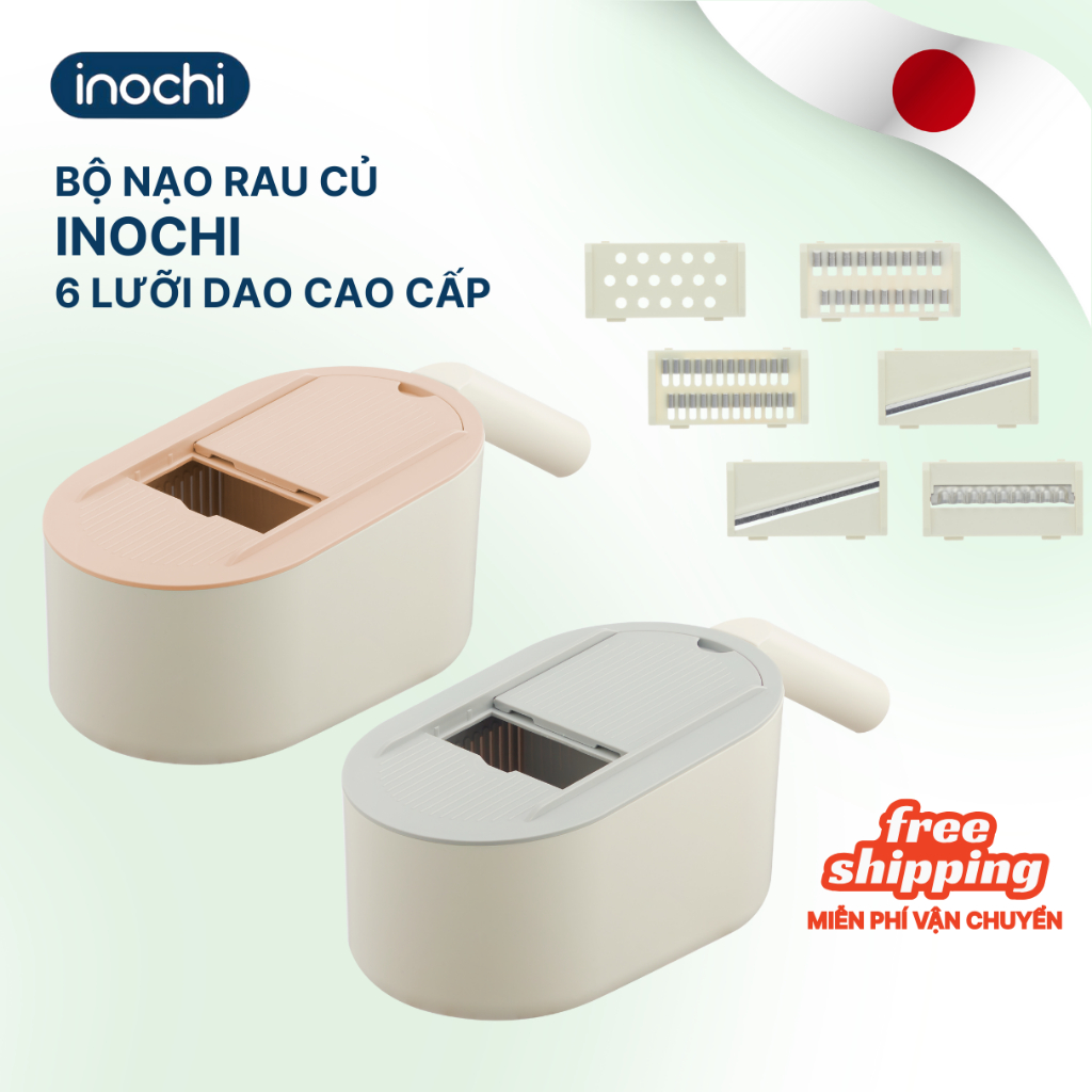Bộ nạo cắt rau củ Inochi - cao cấp, đa năng, tiện lợi, cắt nhỏ, lát, lưỡi dao sắt bén, không gỉ