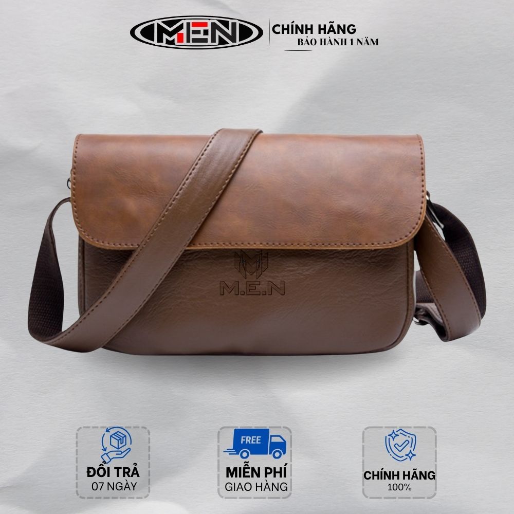 Túi đeo chéo da nam nữ SONG ĐÔI siêu dày kiểu trơn nắp gập M.E.N Plaine [ĐƠN GIẢN]