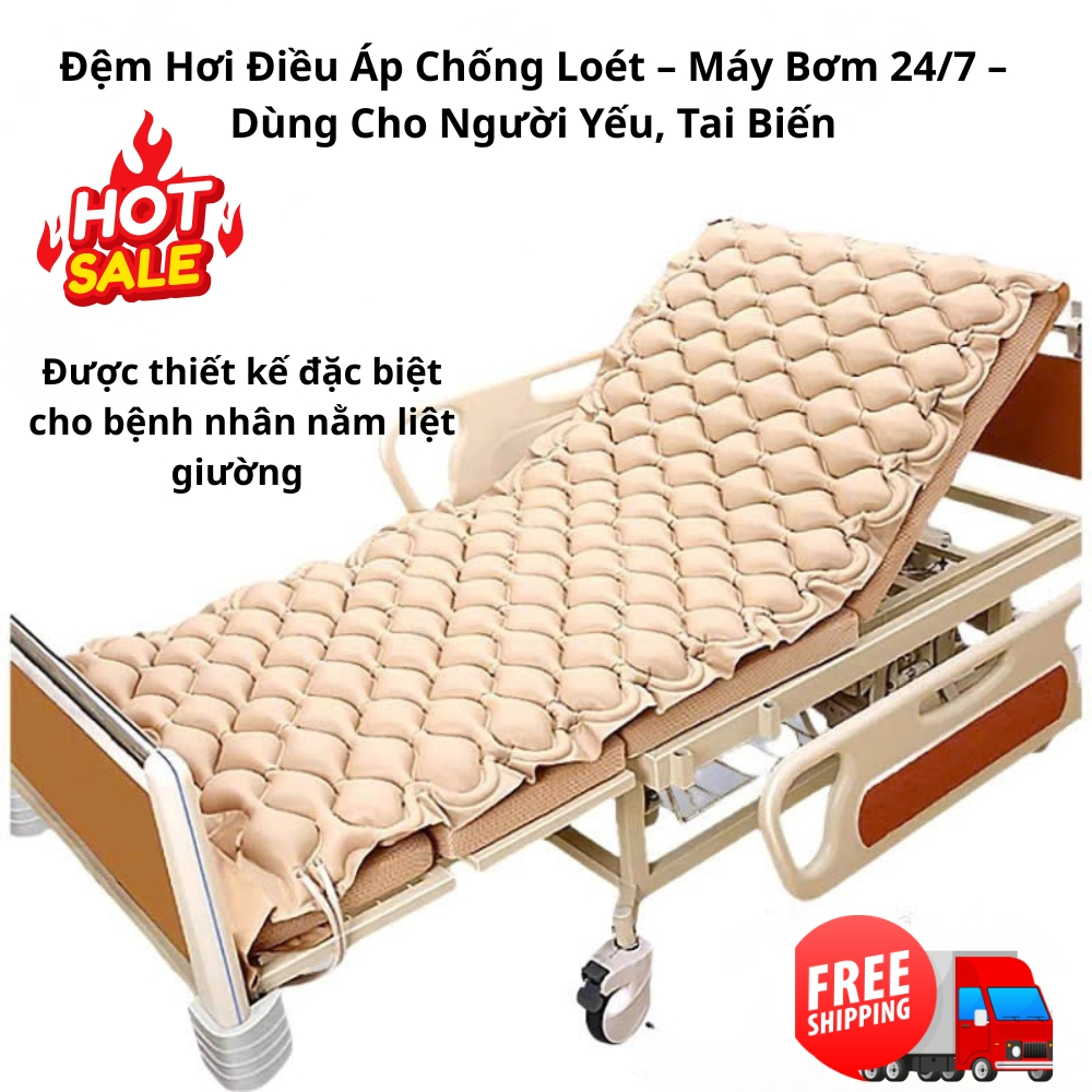 Đệm Hơi Điều Áp Chống Loét – Máy Bơm 24/7 – Dùng Cho Người Yếu, Tai Biến