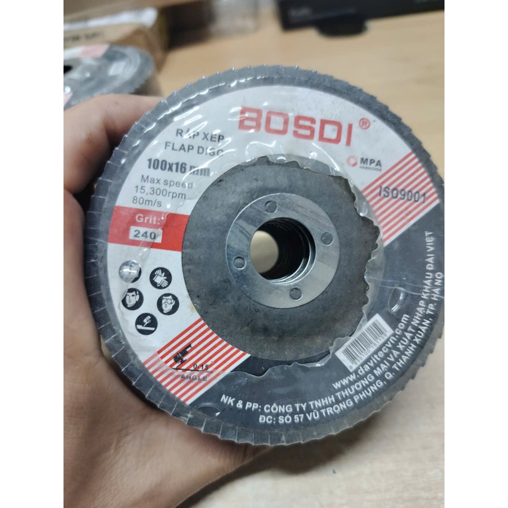 Ráp xếp/ nhám xếp BOSDI quy cách 100x16mm (4 inch), độ hạt A100, A120, A240 - 1 lốc 10 cái - Đạt tiêu chuẩn ISO9001