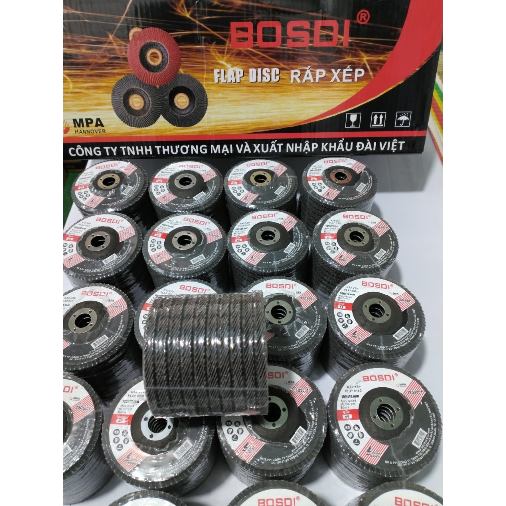Ráp xếp/ nhám xếp BOSDI quy cách 100x16mm (4 inch), độ hạt A100, A120, A240 - 1 lốc 10 cái - Đạt tiêu chuẩn ISO9001