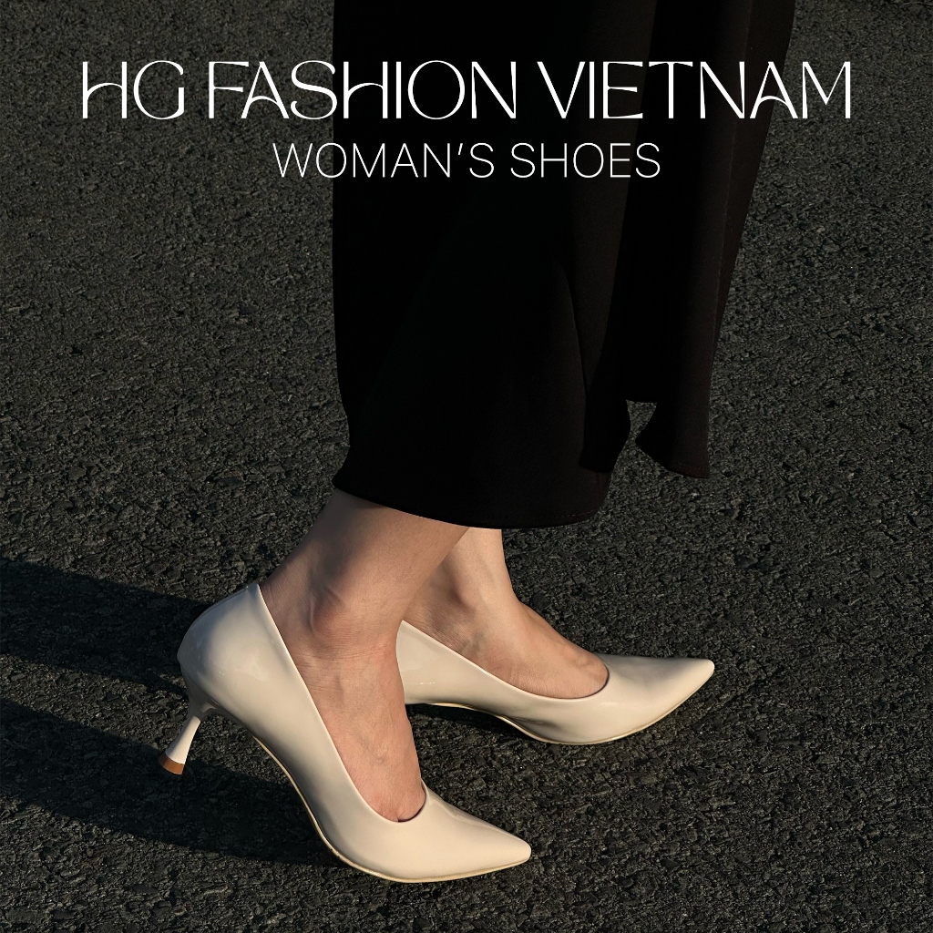 Giày cao gót nữ mũi nhọn 5cm da bóng HG Fashion thanh lịch basic dễ phối đồ công sở HG6325