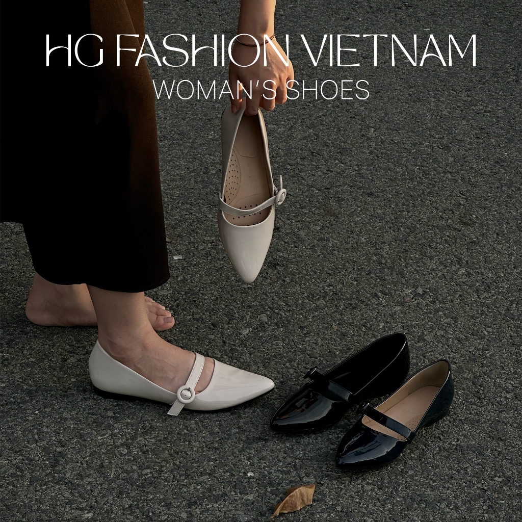 Giày búp bê nữ đế bệt mũi nhọn da bóng cao cấp HG Fashion êm chân phong cách Hàn Quốc đi làm đi chơi HG4325