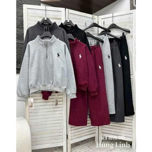 Sét bộ đồ thêu ngựa có khoá cổ chất nỉ 2da dày cộm mịn ấm lên phom xinh-túi díppp xịn loại 111-quanaao94