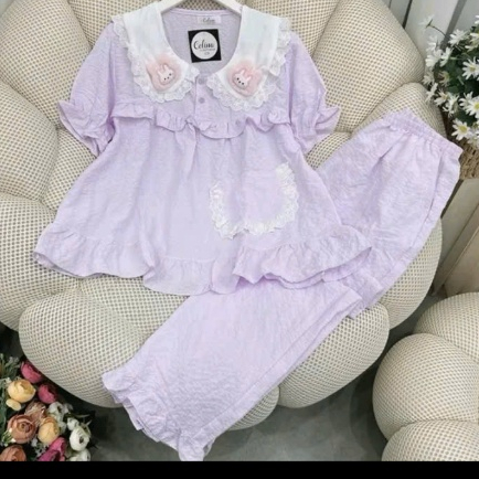 Bộ Đồ Ngủ Dài Tay Baby Tiểu Thư Kèm 2 Charm Dễ Thương - MS A12