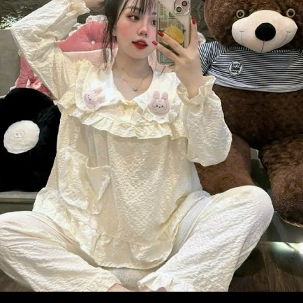 Bộ Đồ Ngủ Dài Tay Baby Tiểu Thư Kèm 2 Charm Dễ Thương - MS A12