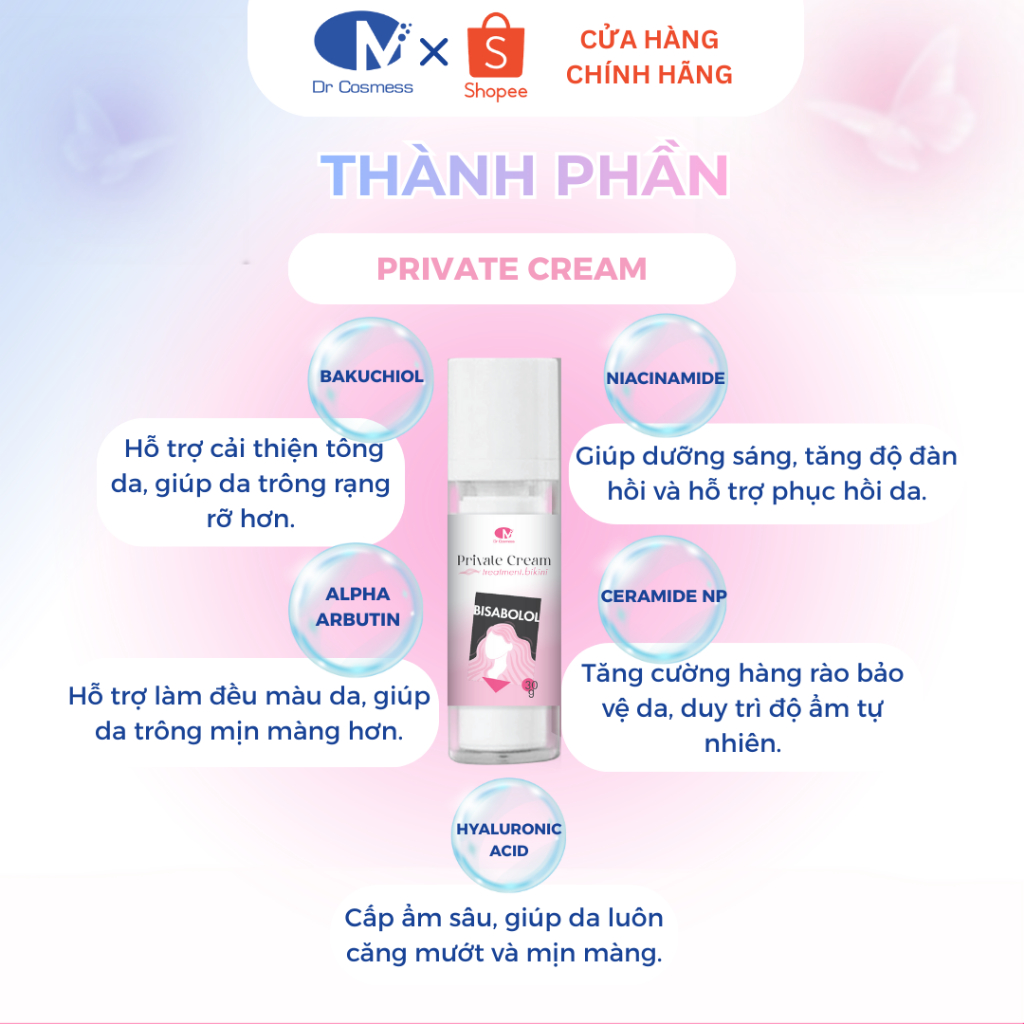 Kem Dưỡng Hồng Vùng Kín, Giảm Thâm, Làm Hồng Tự Nhiên Hiệu Quả 30g Dr Cosmess