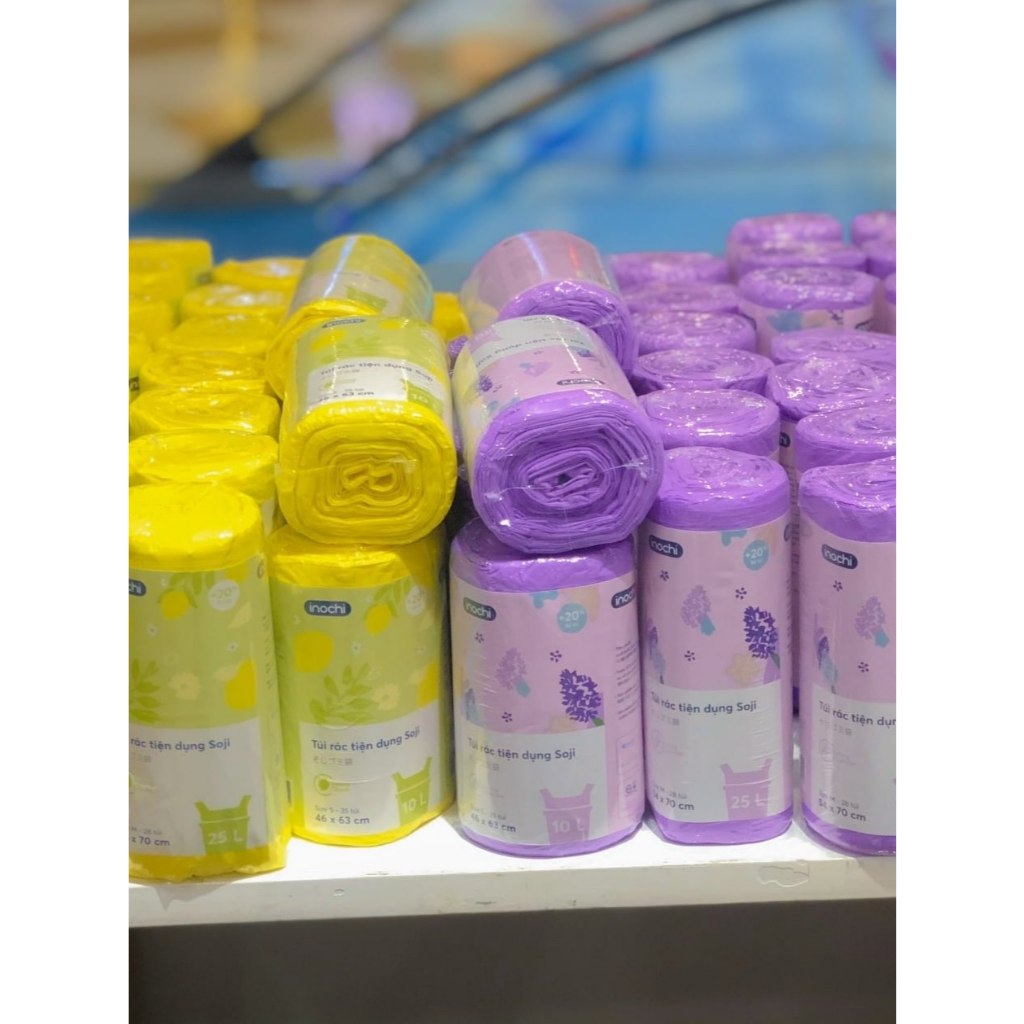 Túi rác tự hủy Inochi có quai hương chanh và hương lavender, cho gia đình, văn phòng, khử mùi