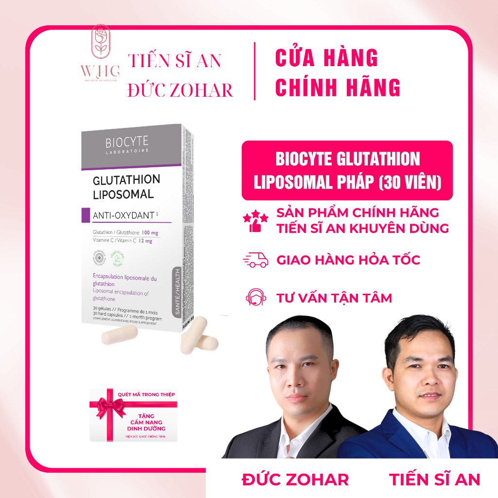 Biocyte) Liposomal Glutathione, h tr sc khe v ln da, nhp khu Php,  hp 30 & 90 vin s | Shopee Vit Nam