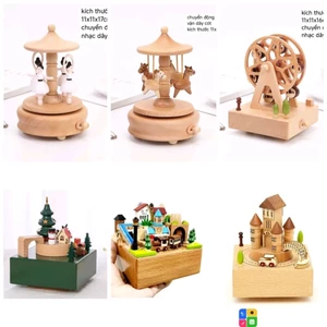 Quà tặng hộp nhạc dây cót có vật chuyển di chuyển xinh xắn/quà noel xmas