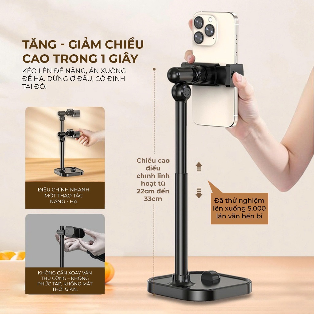 Giá Đỡ Điện Thoại Livestream GD04 – Kẹp Điện Thoại Quay Video, Góc Xoay 360°, Điều Chỉnh Chiều Cao Famistar