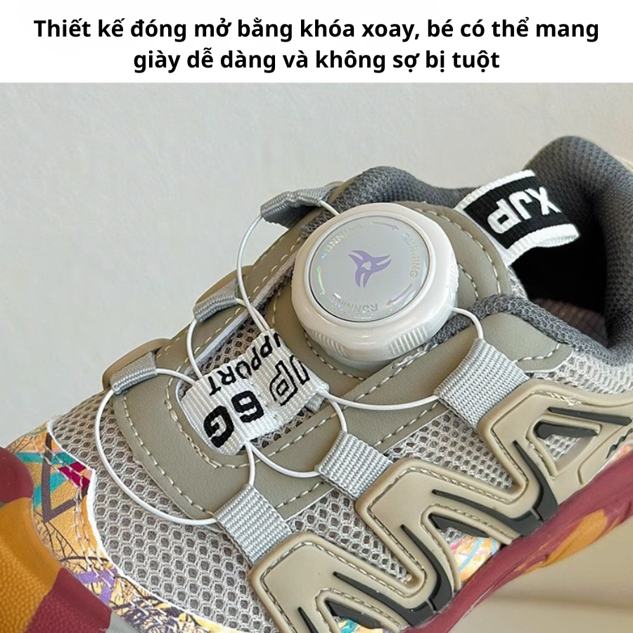 [M152] Giày Thể Thao Bé Trai Nút Vặn Thông Minh – Giày Sneaker Trẻ Em Siêu Nhẹ, Đế Chống Trơn Trượt Cao Cấp TH Kids